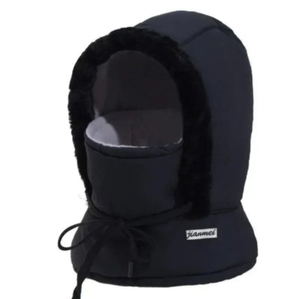 Black Winter Balaclava Hat Thick Thermal Padding Full Face Protection & Mask